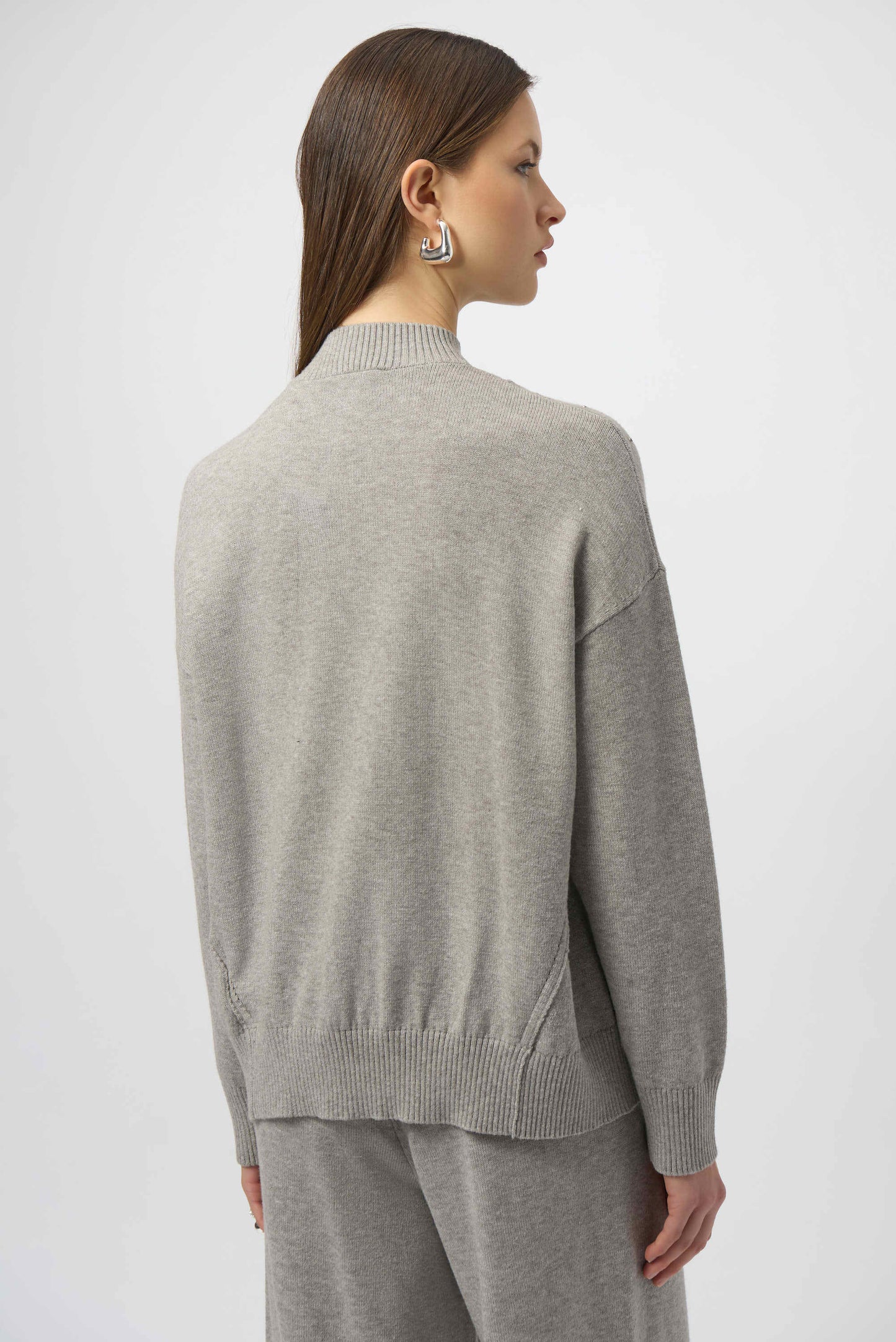 J.R 254933 Sweater Knit Mock Neck Pullover with Rhinestones