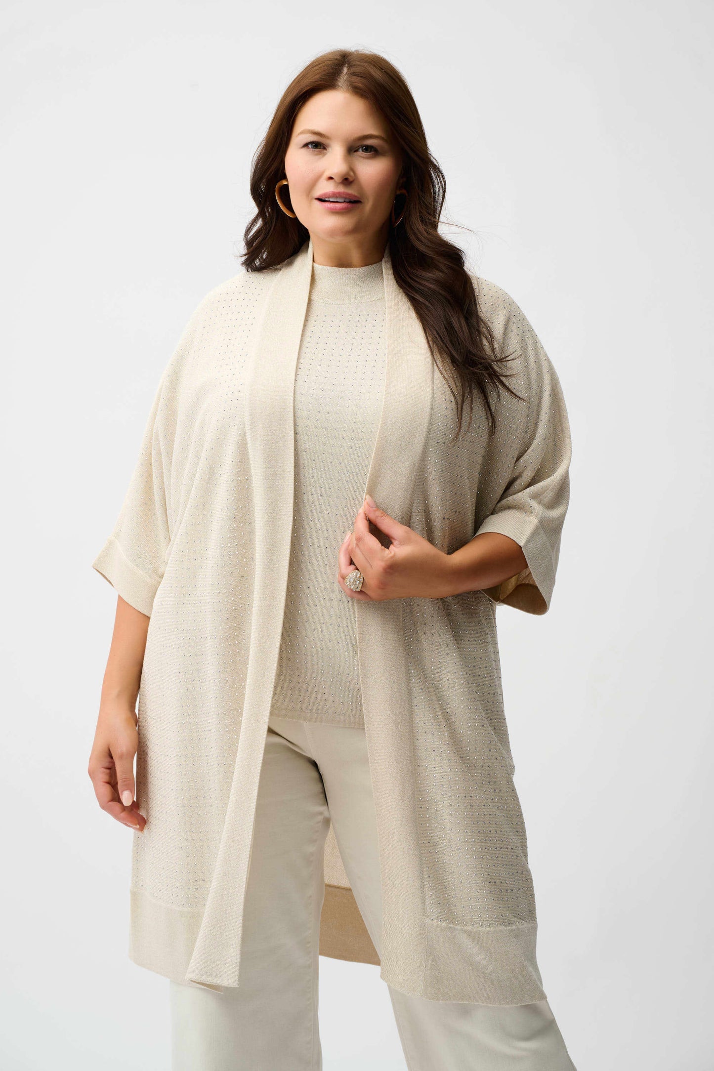 J.R 254937 Sweater Knit Cover-Up with Iron-On Detail
