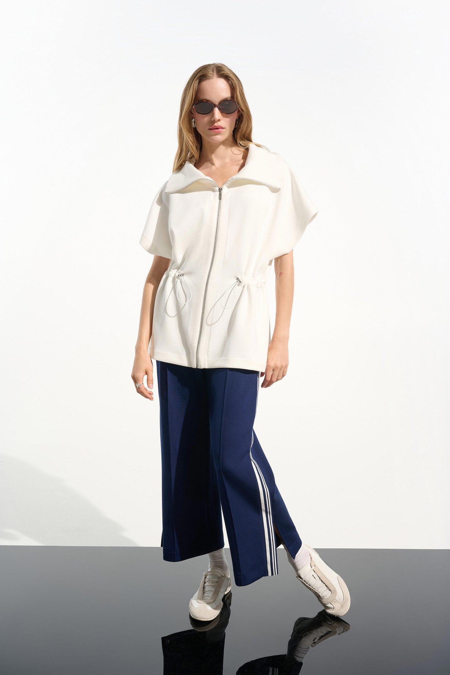 J.R 261638 Scuba Jersey Boxy Jacket With Drawstring Waist