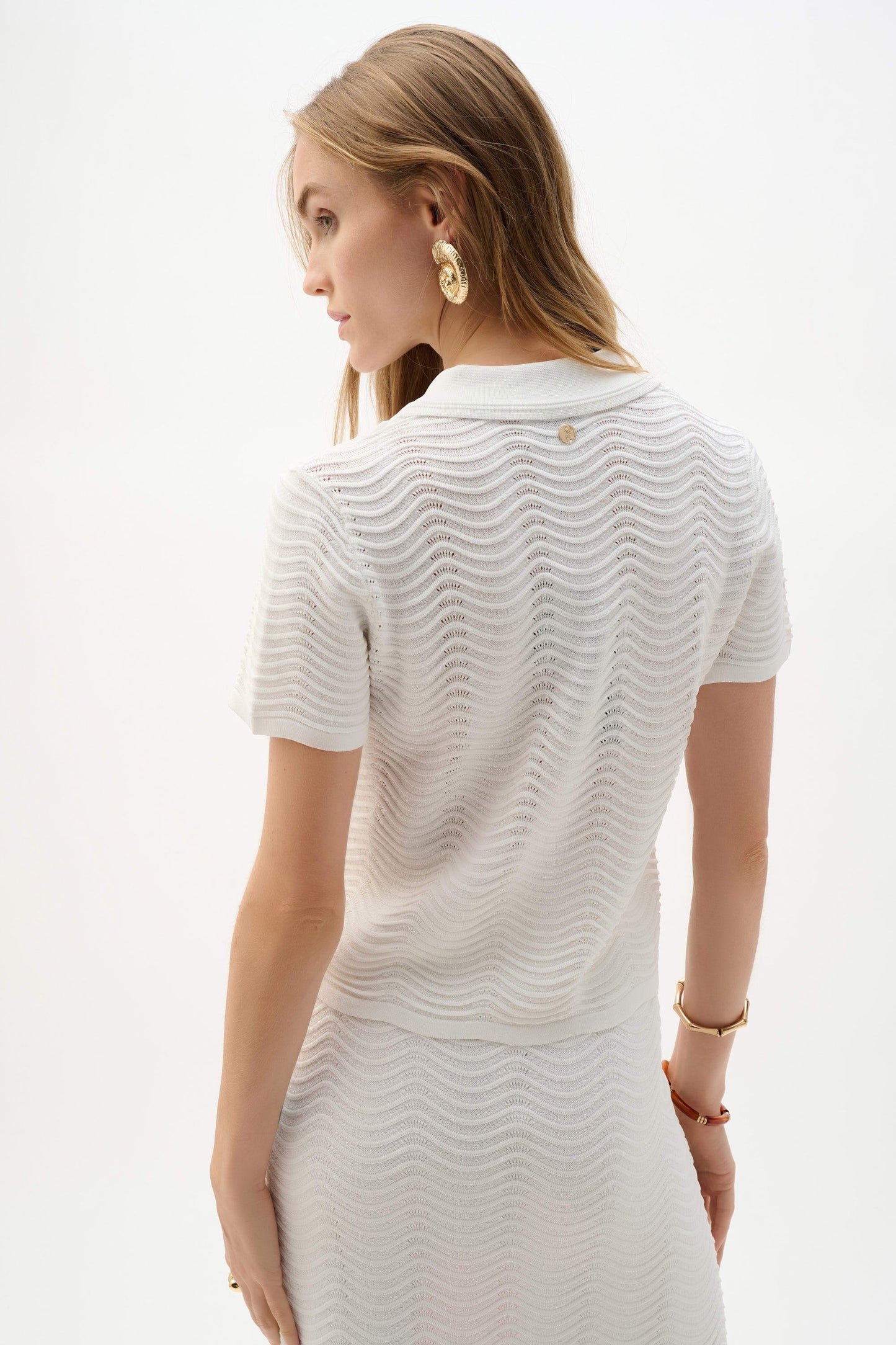 J.R 262926 Textured Viscose Sweater Knit Short Sleeve Shirt