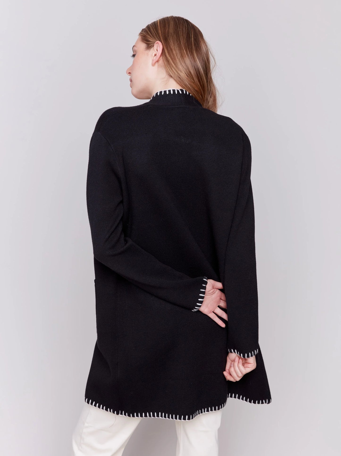 C.B 2730 Blanket Stitch Long Cardigan