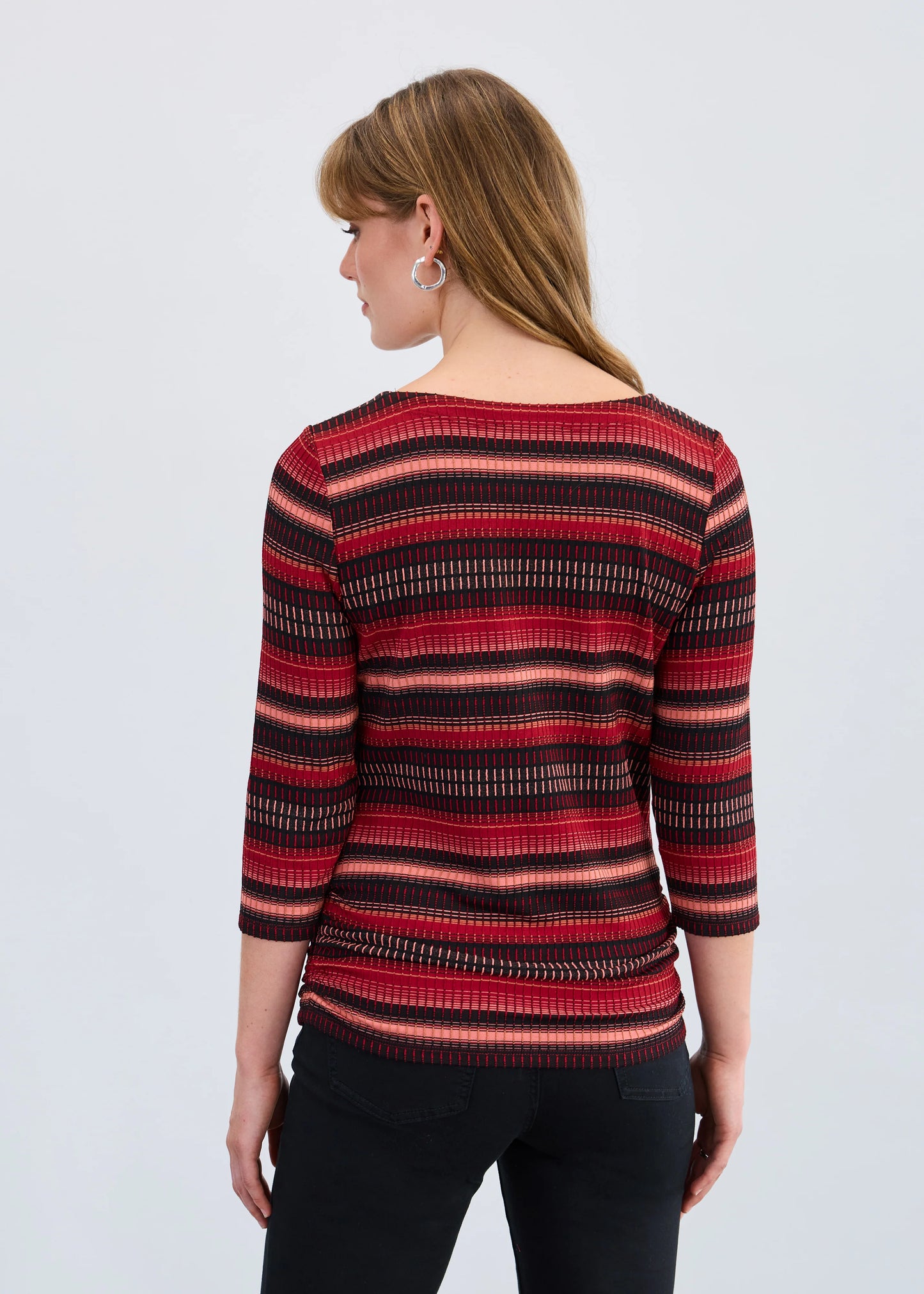 FDJ 3245109 3/4 Sleeve Ruched Side Top