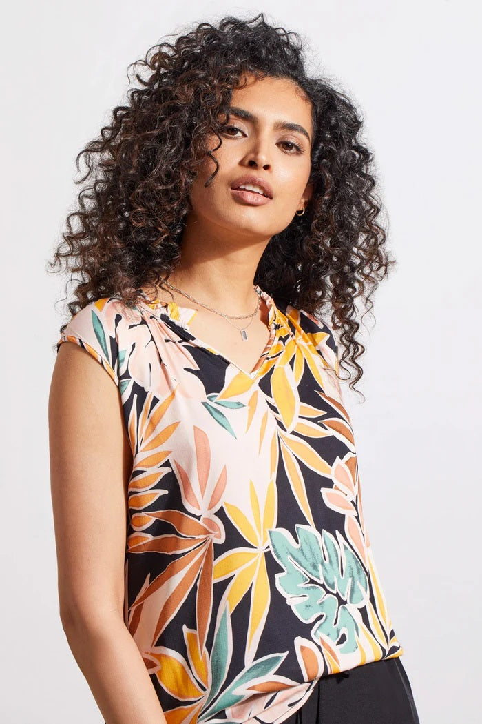 Tri 4442O Ruffle Neck Sleeveless Blouse