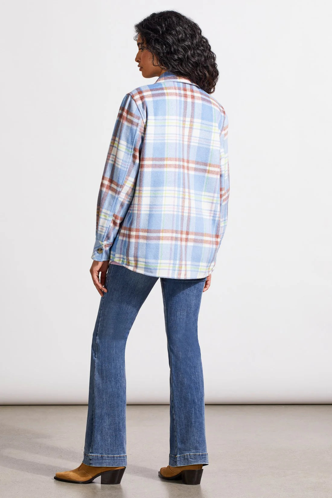 Tri 5601O Plaid Shacket with Chest Pocket