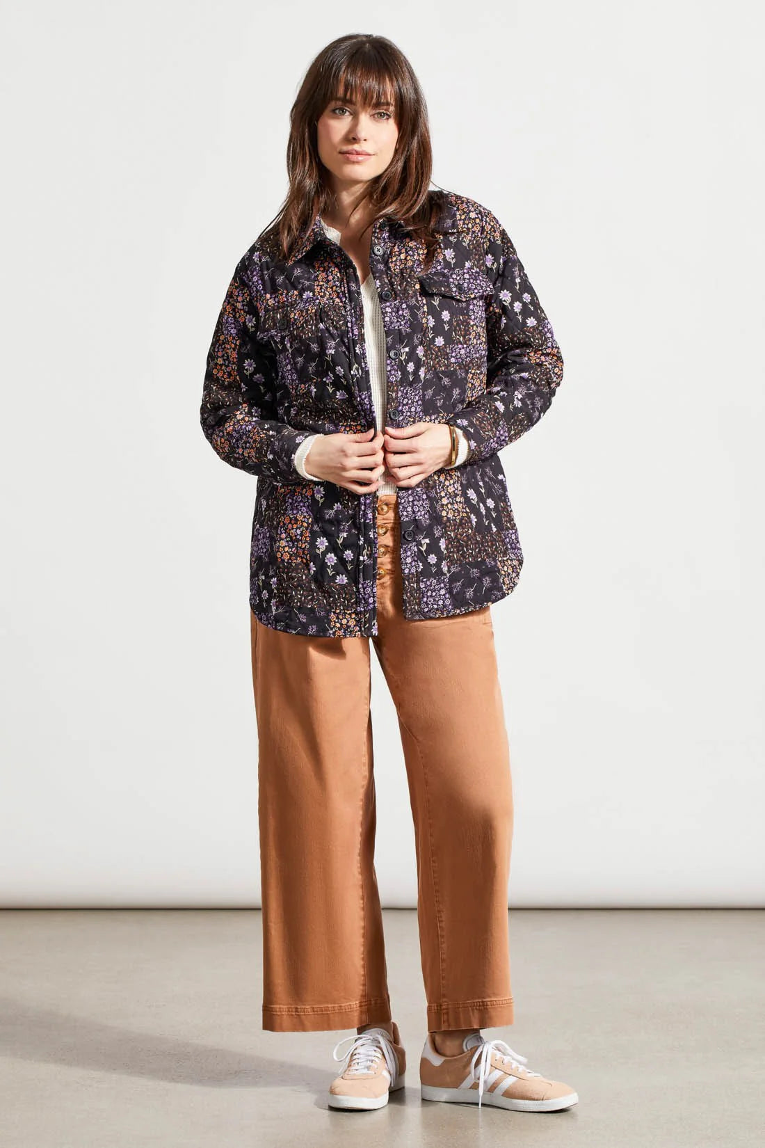 Tri 5611O Quilted Shacket with Shirttail Hem