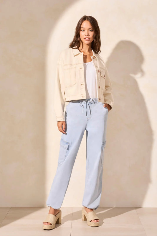 Tri 5847o Drop Shoulder Crop Denim Jacket