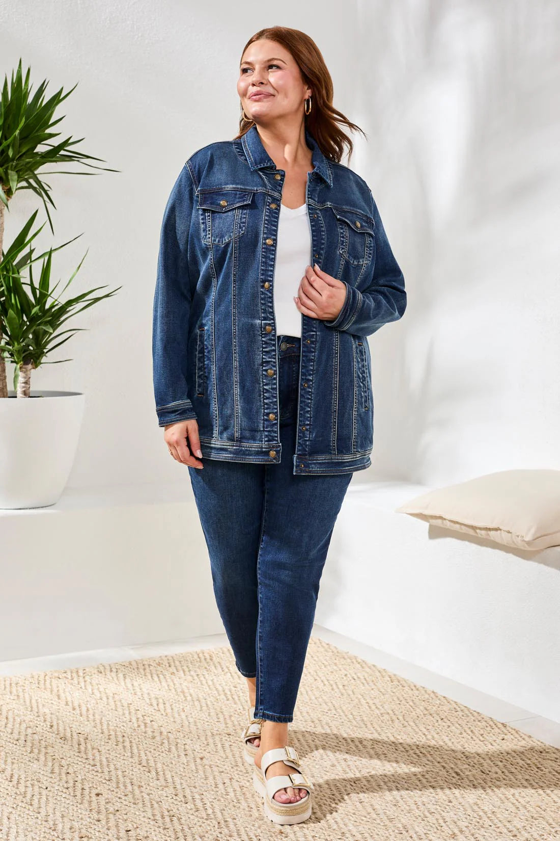 Tri 6042V Comfort Stretch Denim Jacket with Snaps