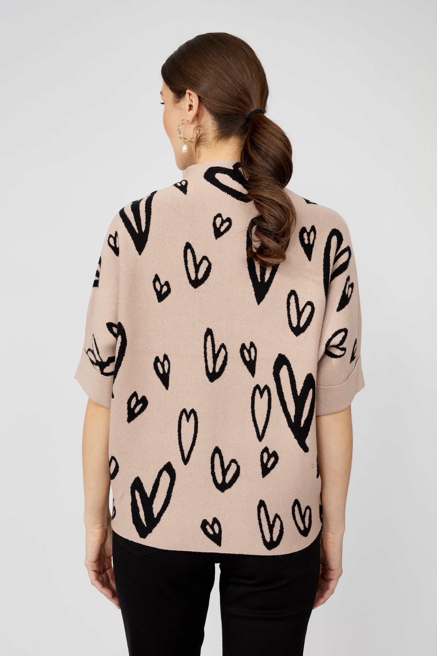 F.L 253721 Mock Neck Jewel Embellished Pullover Style