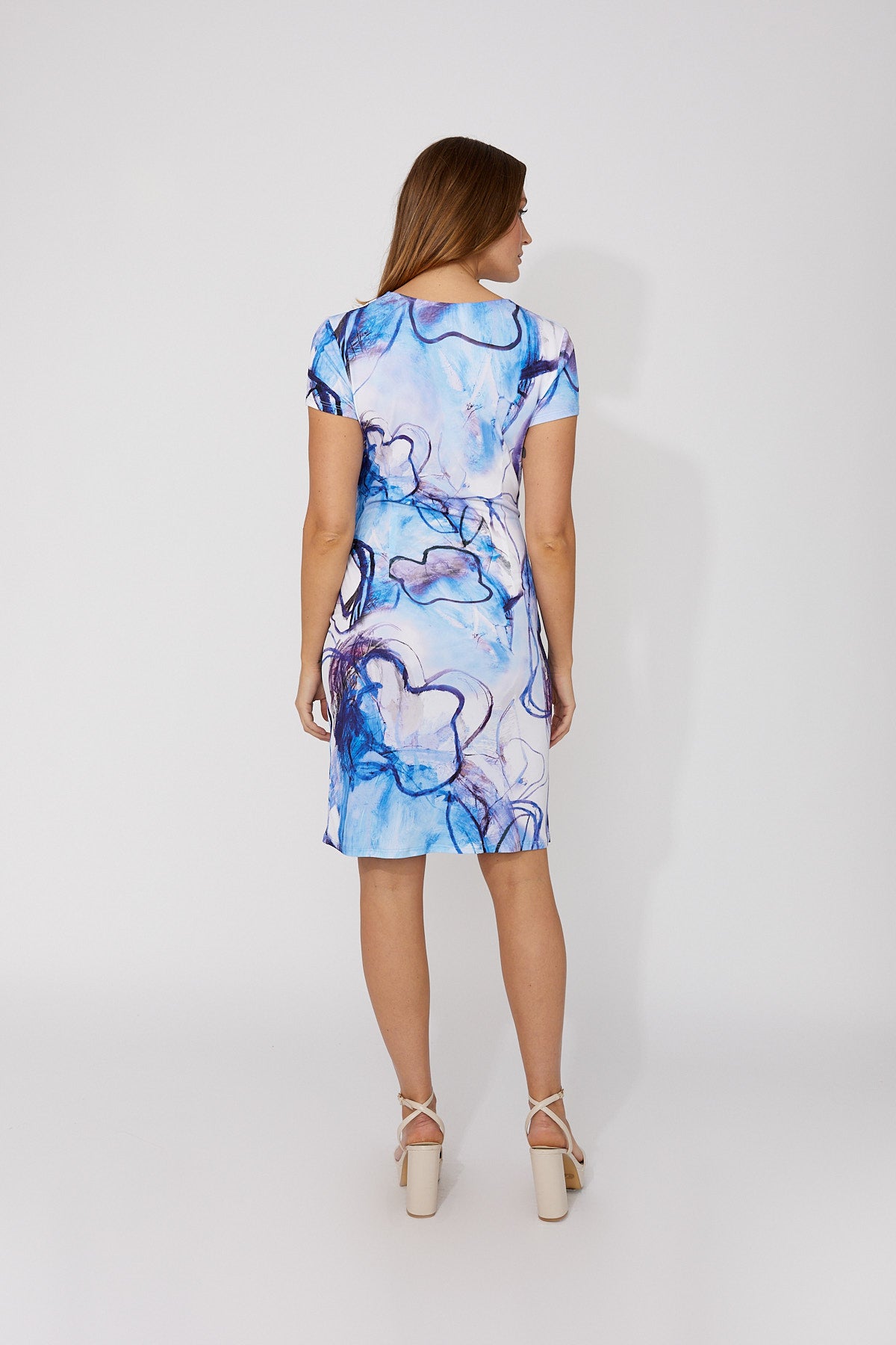 F.L 266246 Floral Knee-length Wrap Dress
