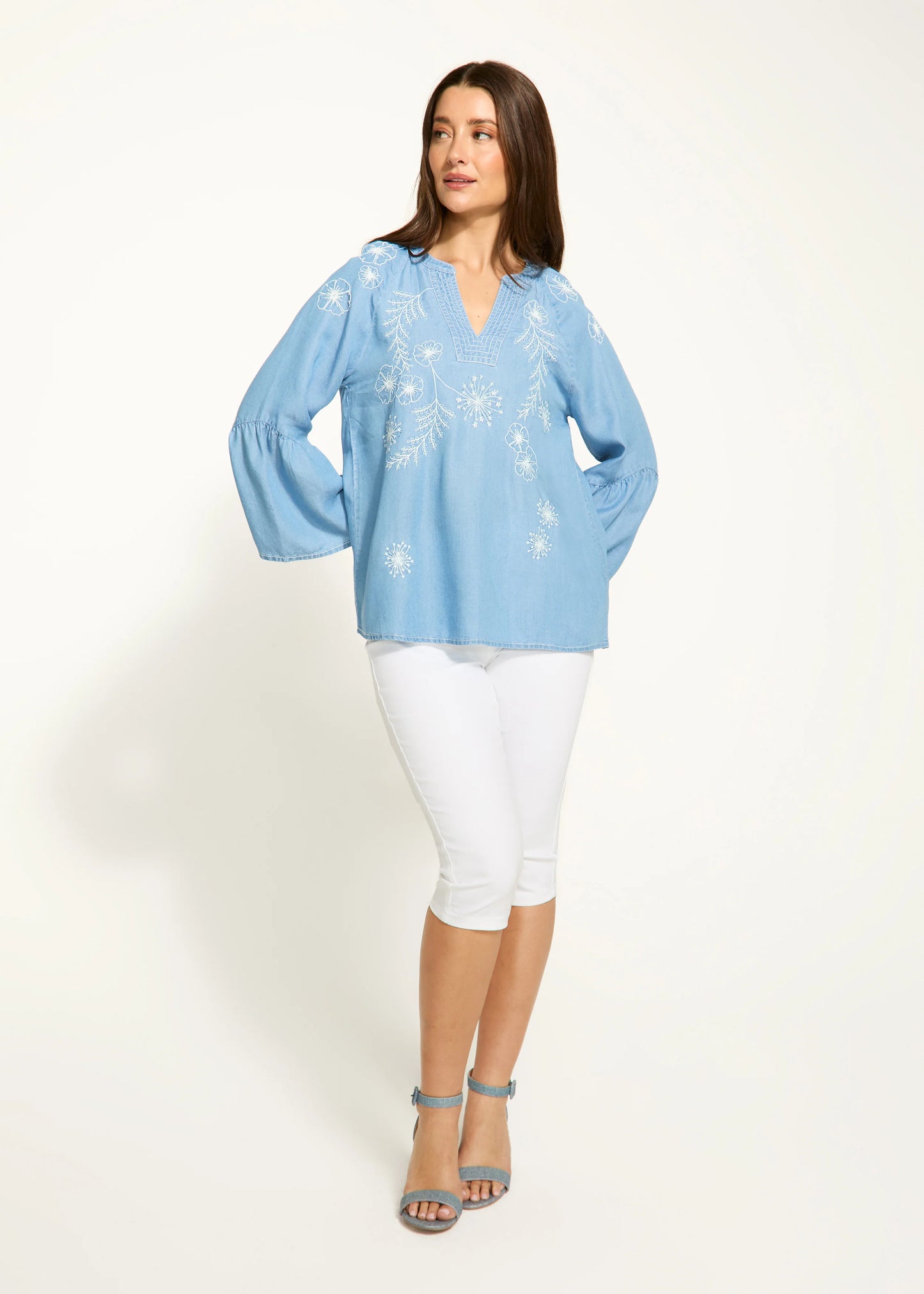 FDJ 7051846 Embroidered Chambray Shirt