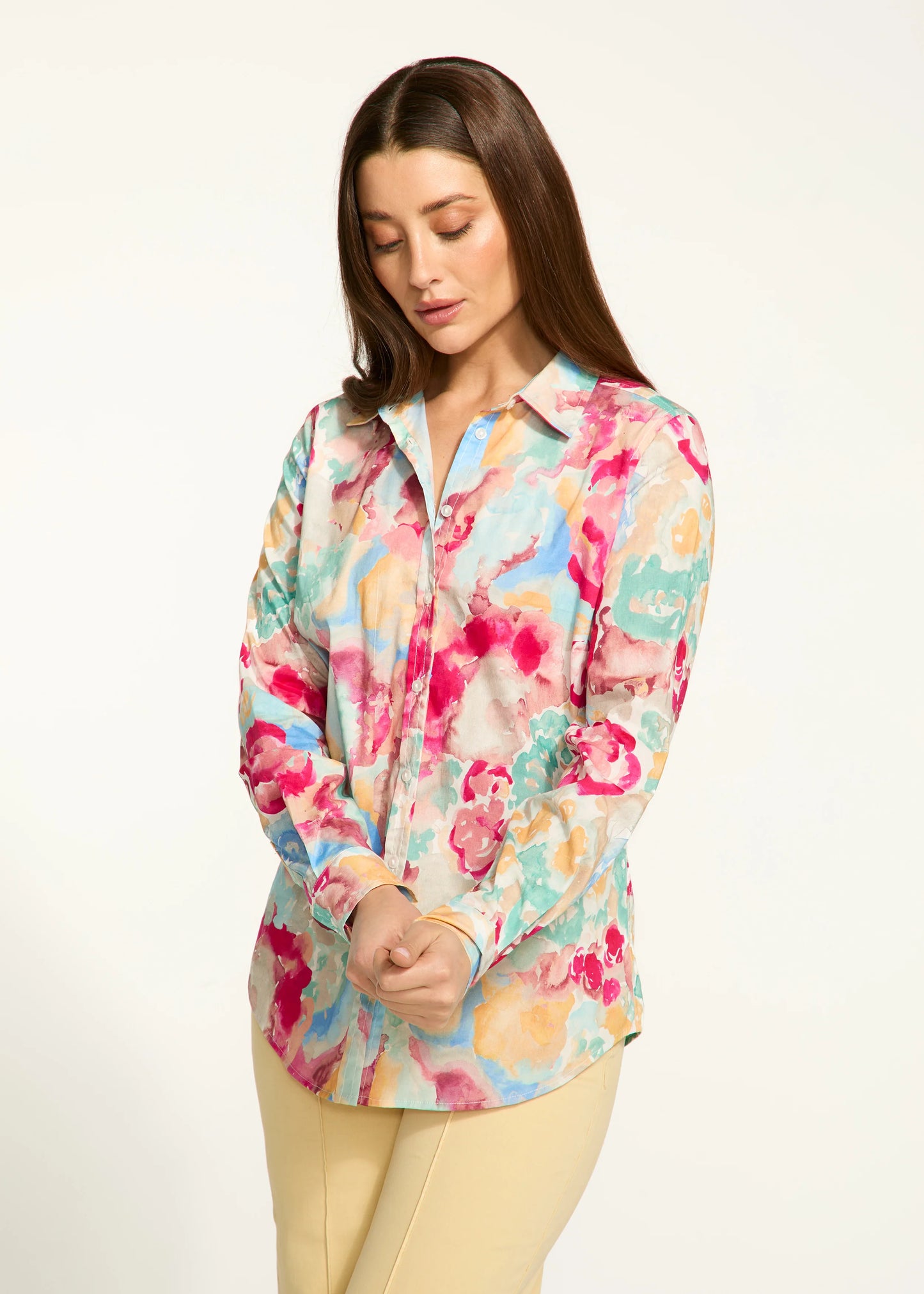 FDJ 7701623 Printed Classic Long Sleeve Blouse