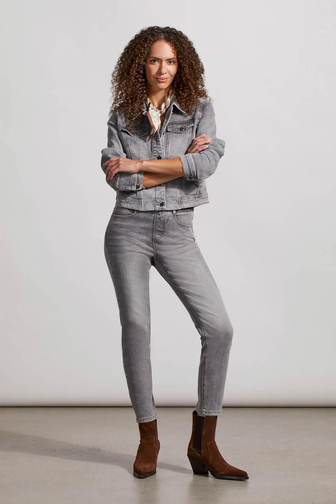 Tri 7814O Horn Button Stretch Denim Jacket