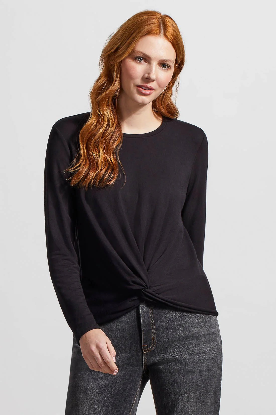 Tri 7947O French Terry Knot-Front Top