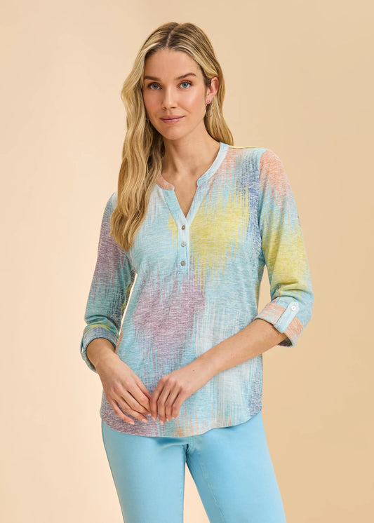 FDJ 3680435 3/4 Sleeve Henley Top