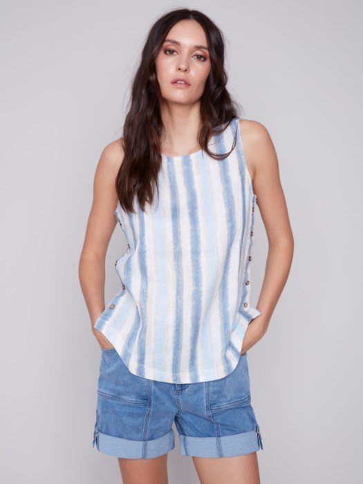 C.B 4425X Sleeveless Linen Top