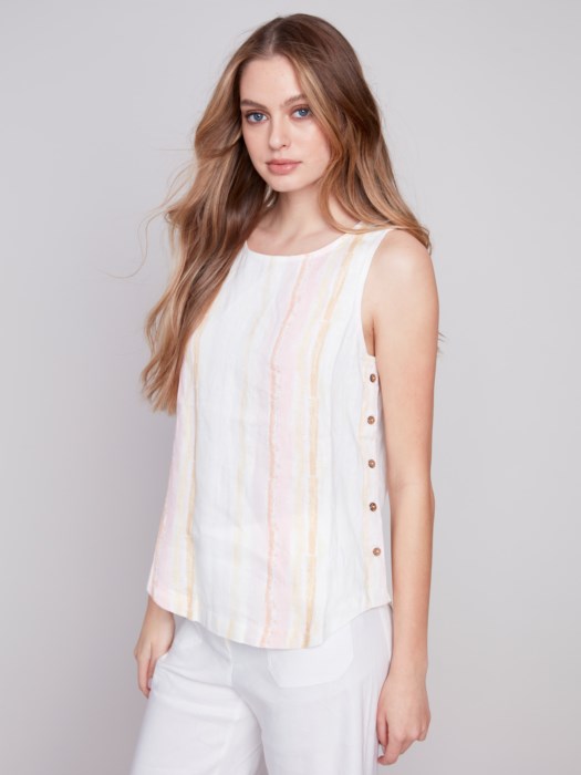 C.B 4425X Sleeveless Linen Top