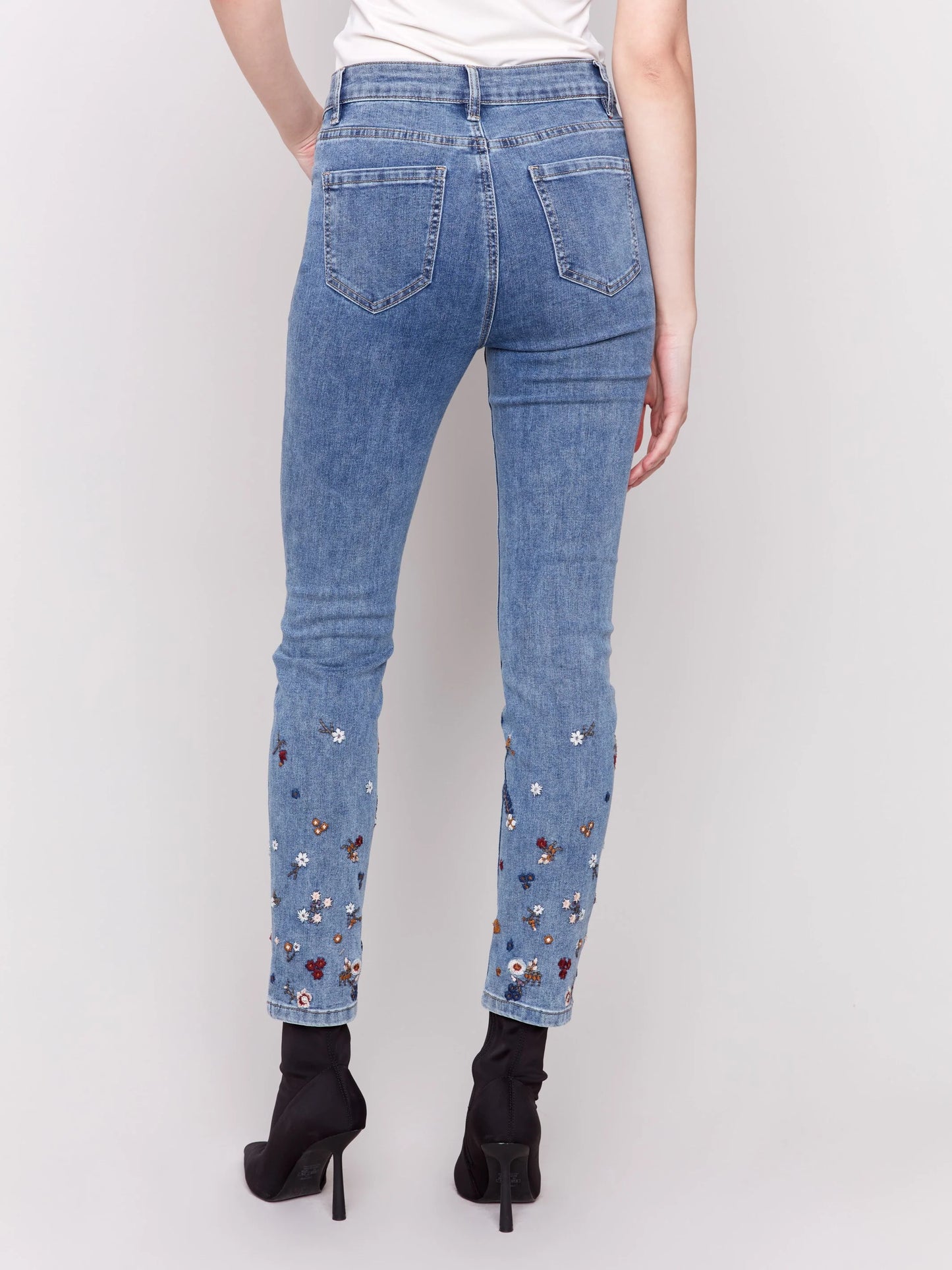 C.B C5581 Embroidered and Beaded Slim Fit Jeans