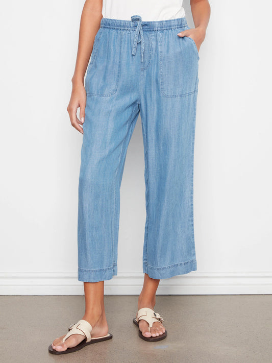 C.B C5768 Tencel Wide Leg Jogger Pants