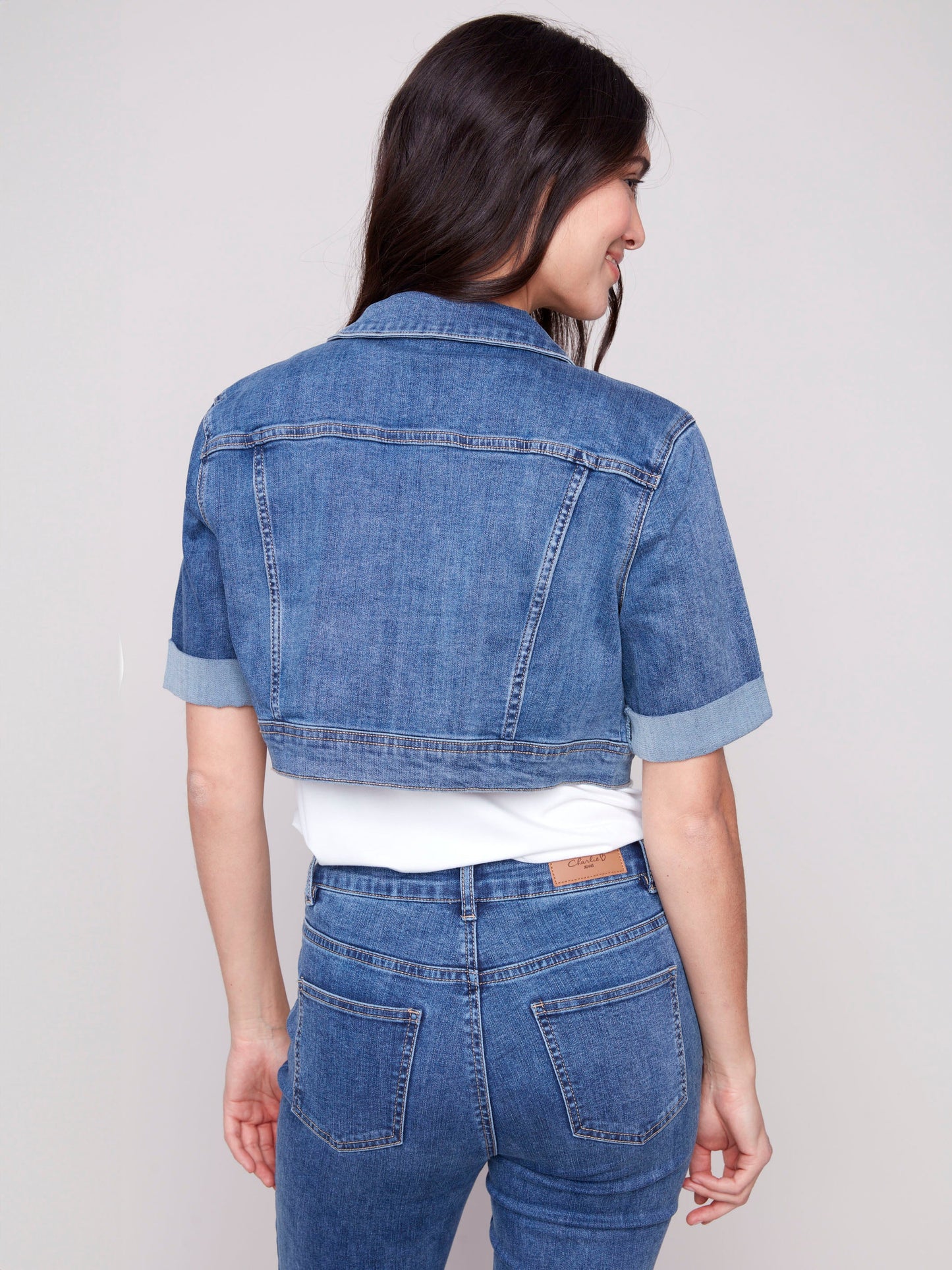 C.B C6112Y Cropped Denim Jacket