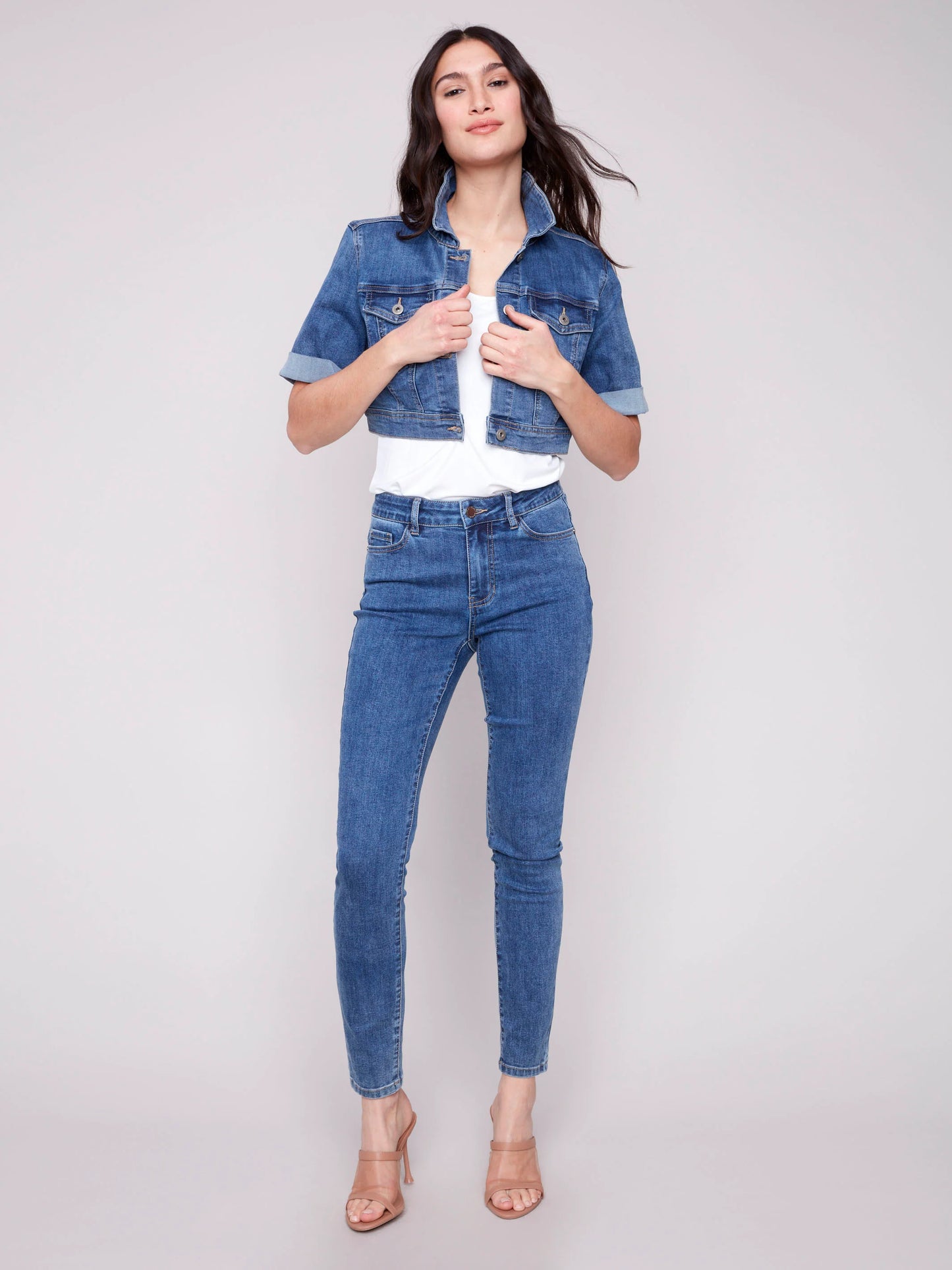 C.B C6112Y Cropped Denim Jacket