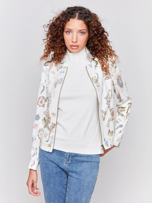 C.B C6336P Printed Vintage Faux Leather Jacket