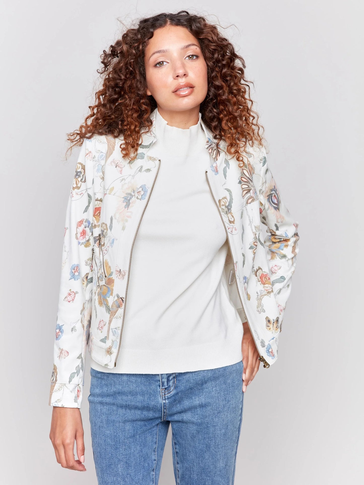 C.B C6336P Printed Vintage Faux Leather Jacket