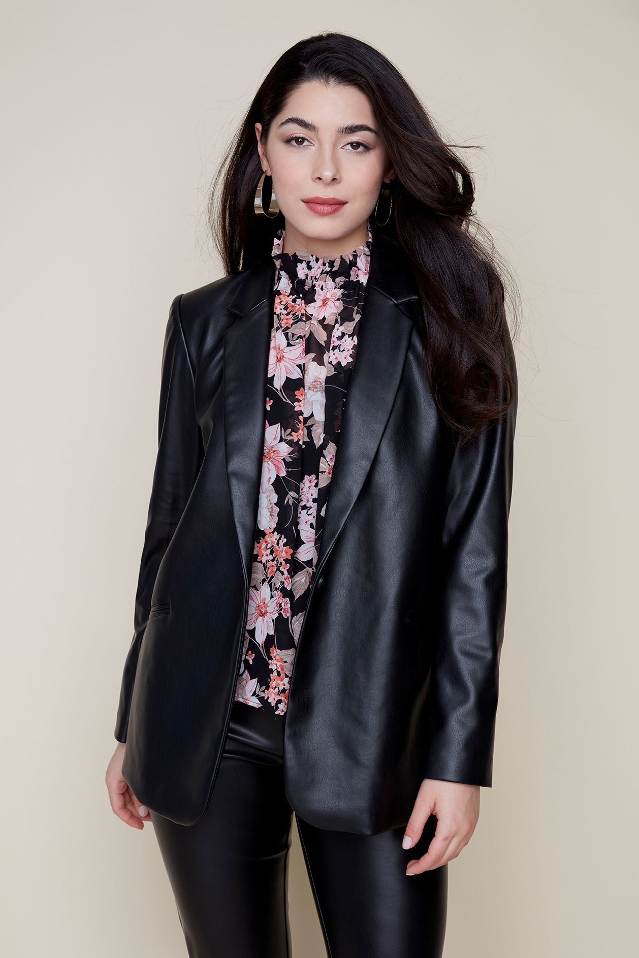 R. 3871L Vegan Leather Blazer
