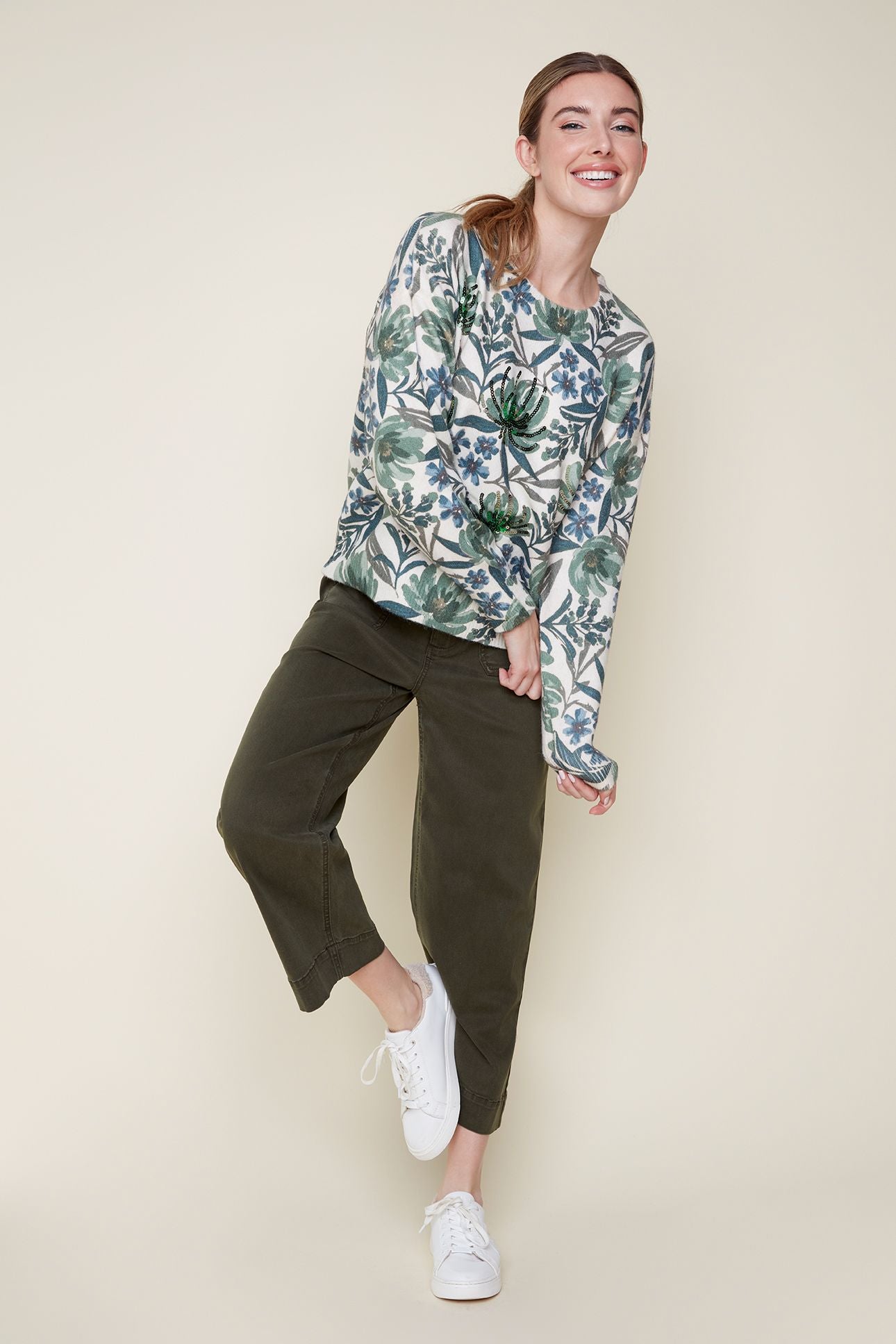 R. 6919 Floral Print Sweater
