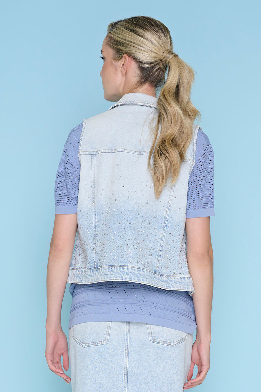 Pic Z6445 Rhinestone Denim Vest