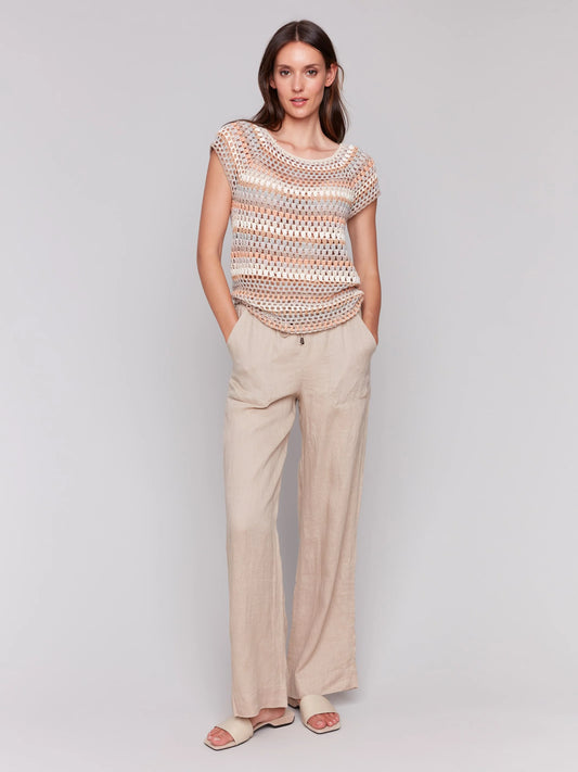 C.B C2778 Crochet Cap Sleeve Top