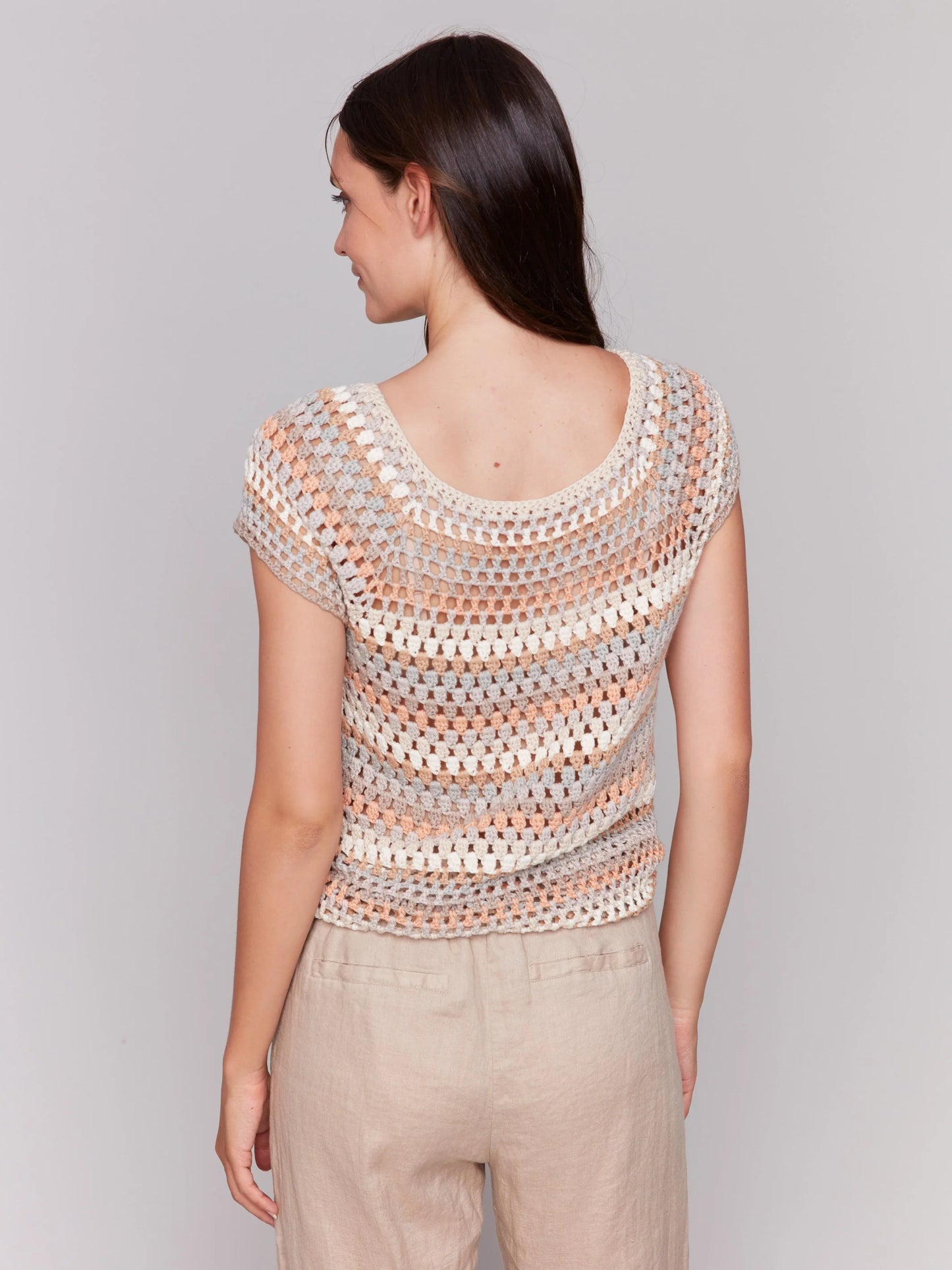 C.B C2778 Crochet Cap Sleeve Top