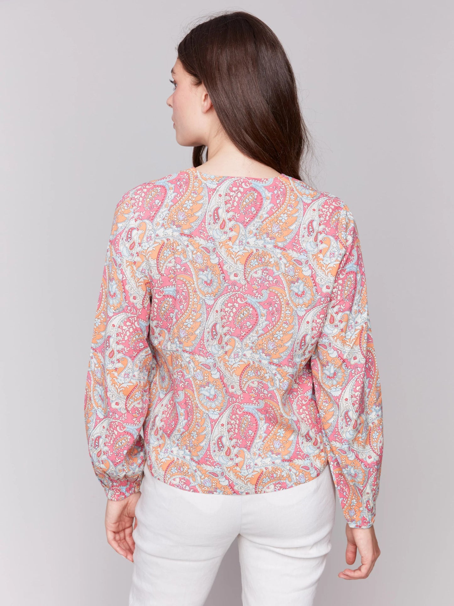 C.B C4564P Long Sleeve Blouse with Tie