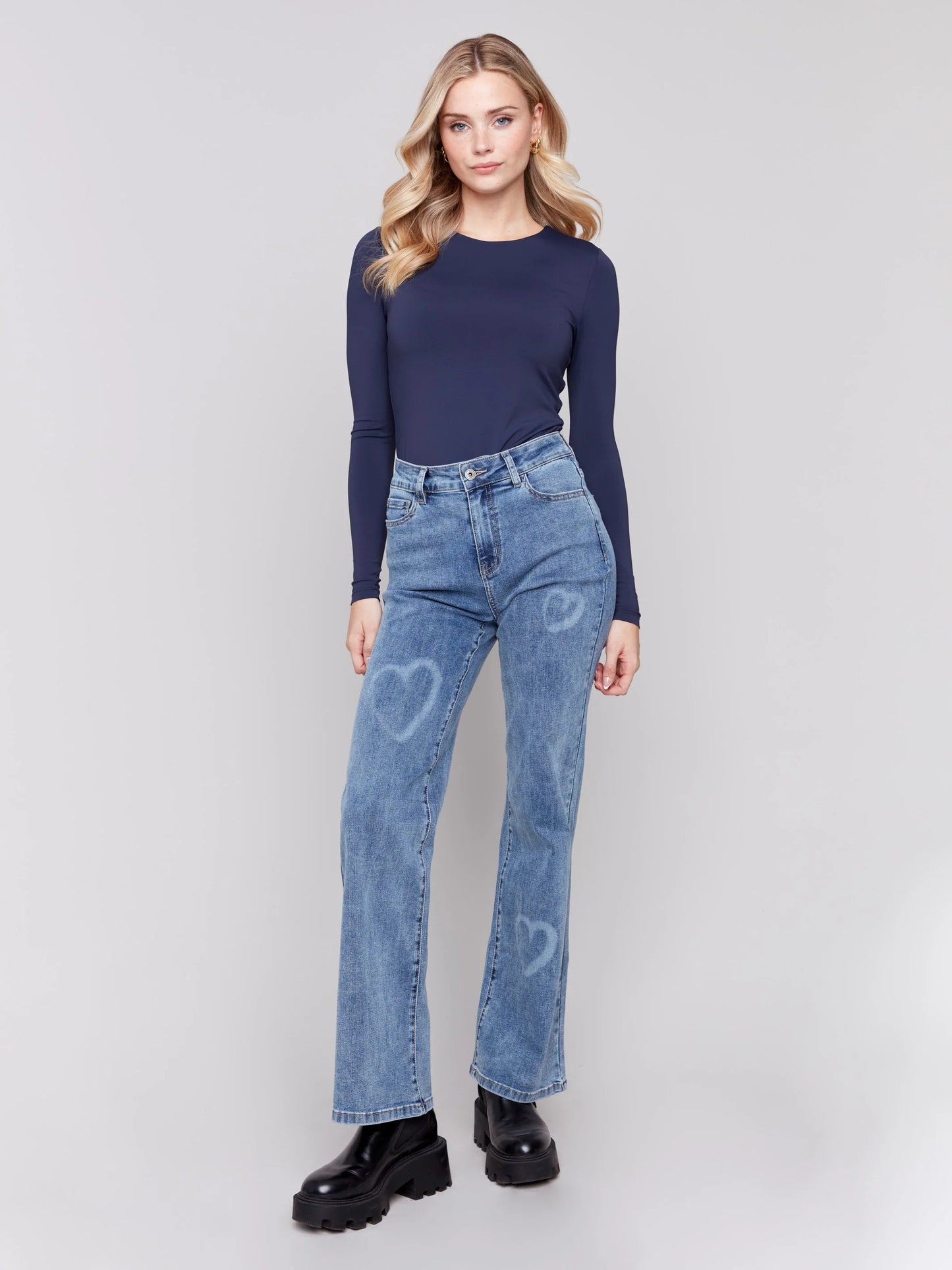 C.B C5572 Flare Jeans with Hearts