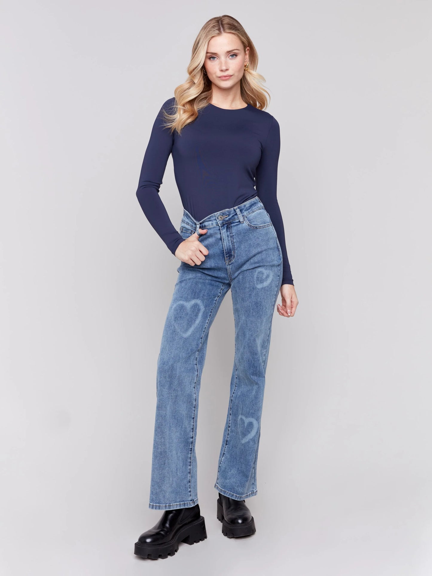 C.B C5572 Flare Jeans with Hearts