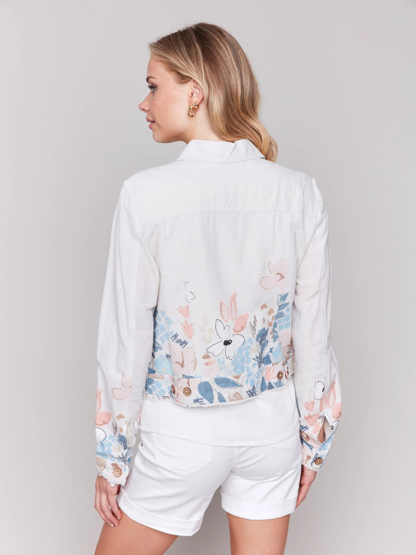C.B C6199BY Printed Linen Blend Jacket
