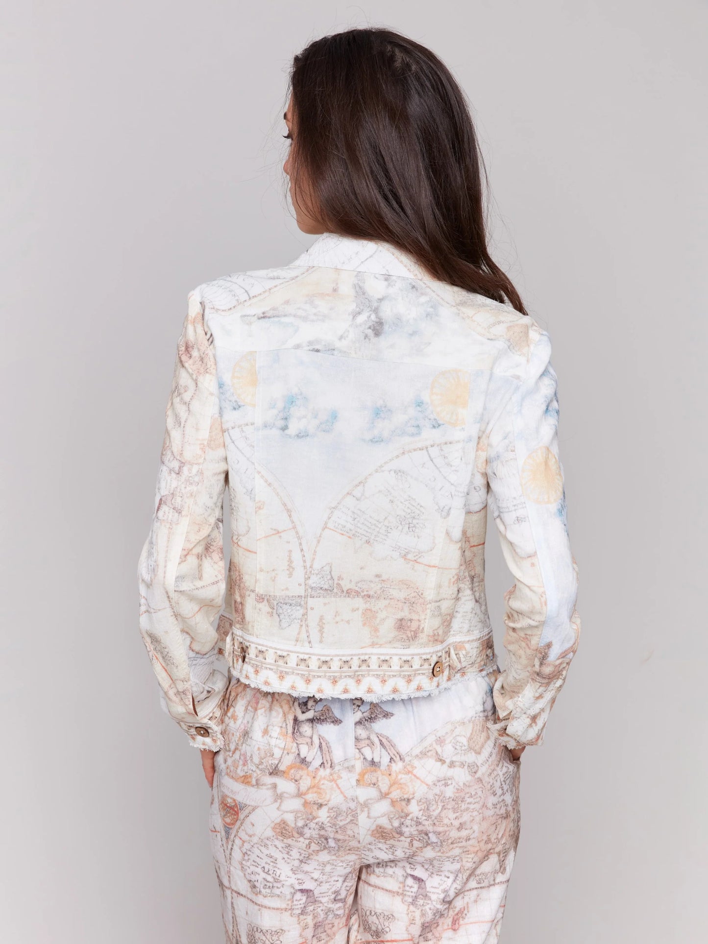 C.B C6199YP Printed Linen Blend Jacket