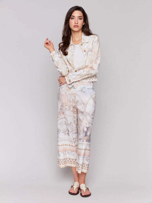 C.B C6199YP Printed Linen Blend Jacket