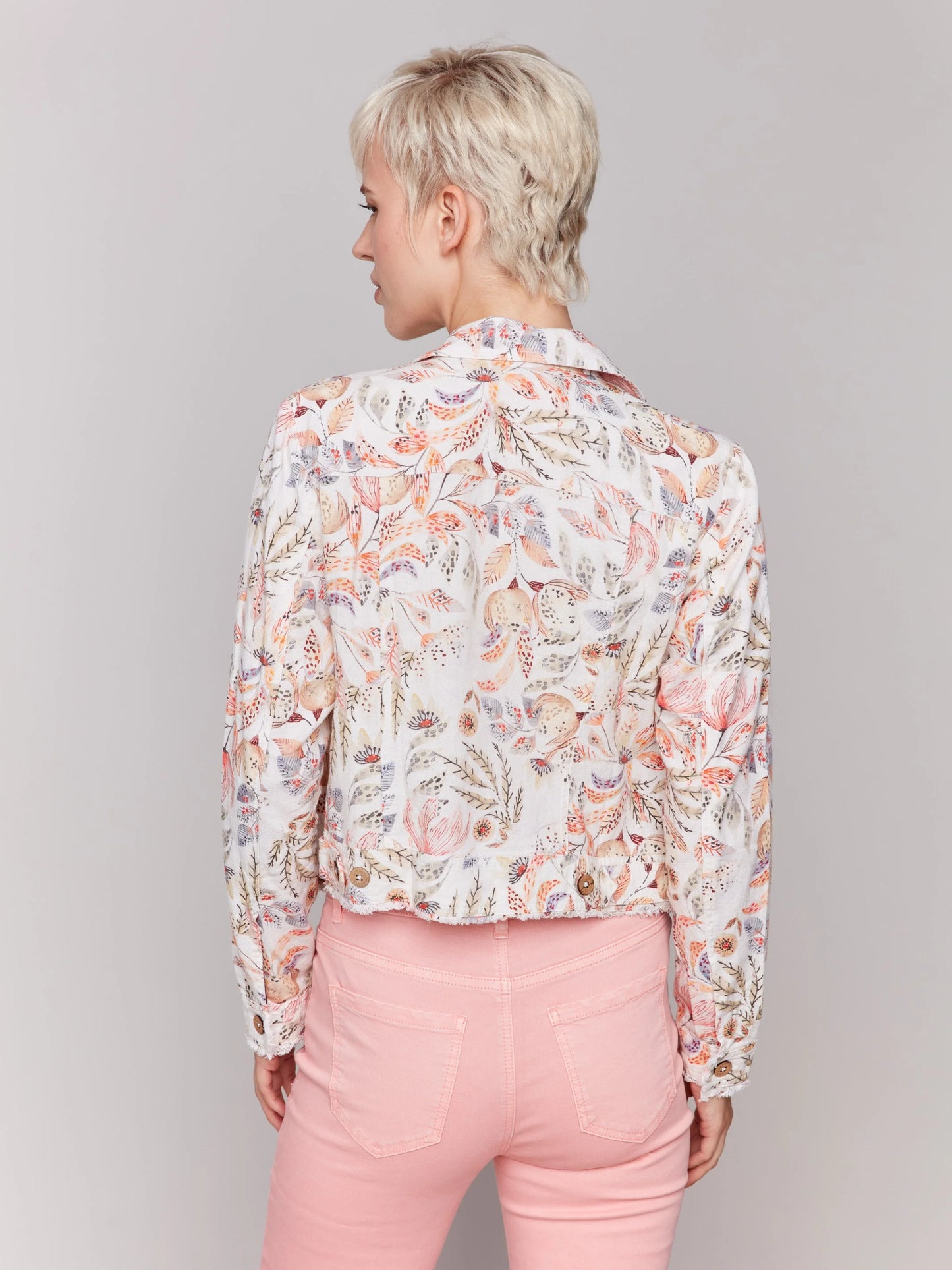 C.B C6199YP Printed Linen Blend Jacket