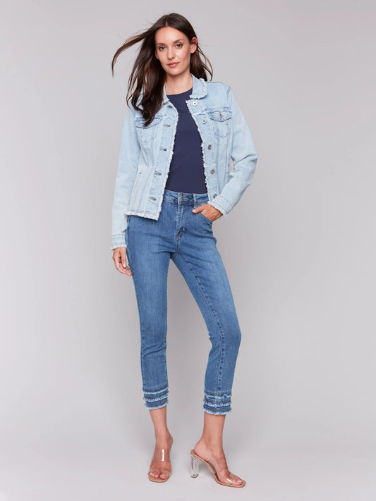 C.B C6233X Twill Jean Jacket With Frayed Edges