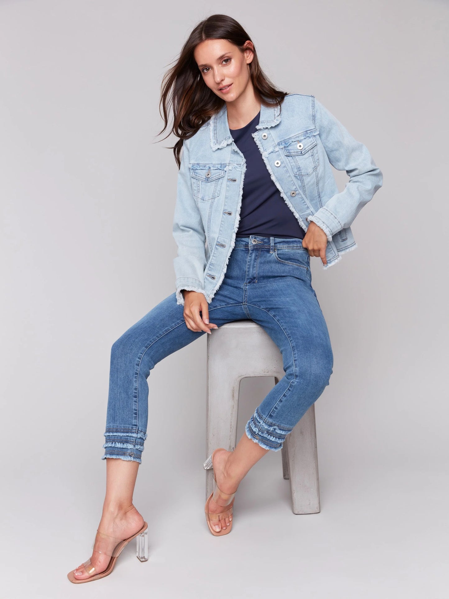 C.B C6233X Twill Jean Jacket With Frayed Edges