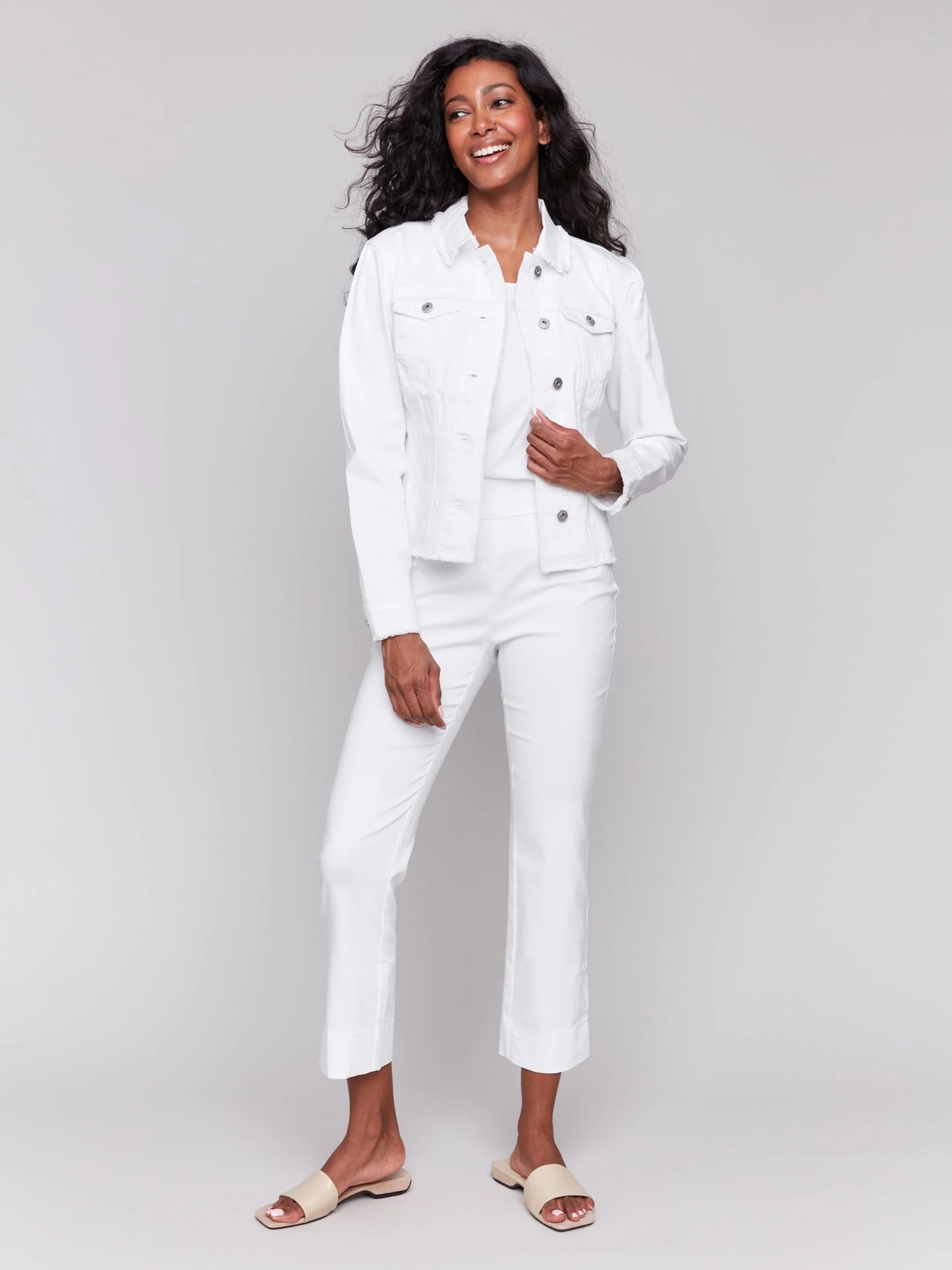 C.B C6233X Twill Jean Jacket With Frayed Edges