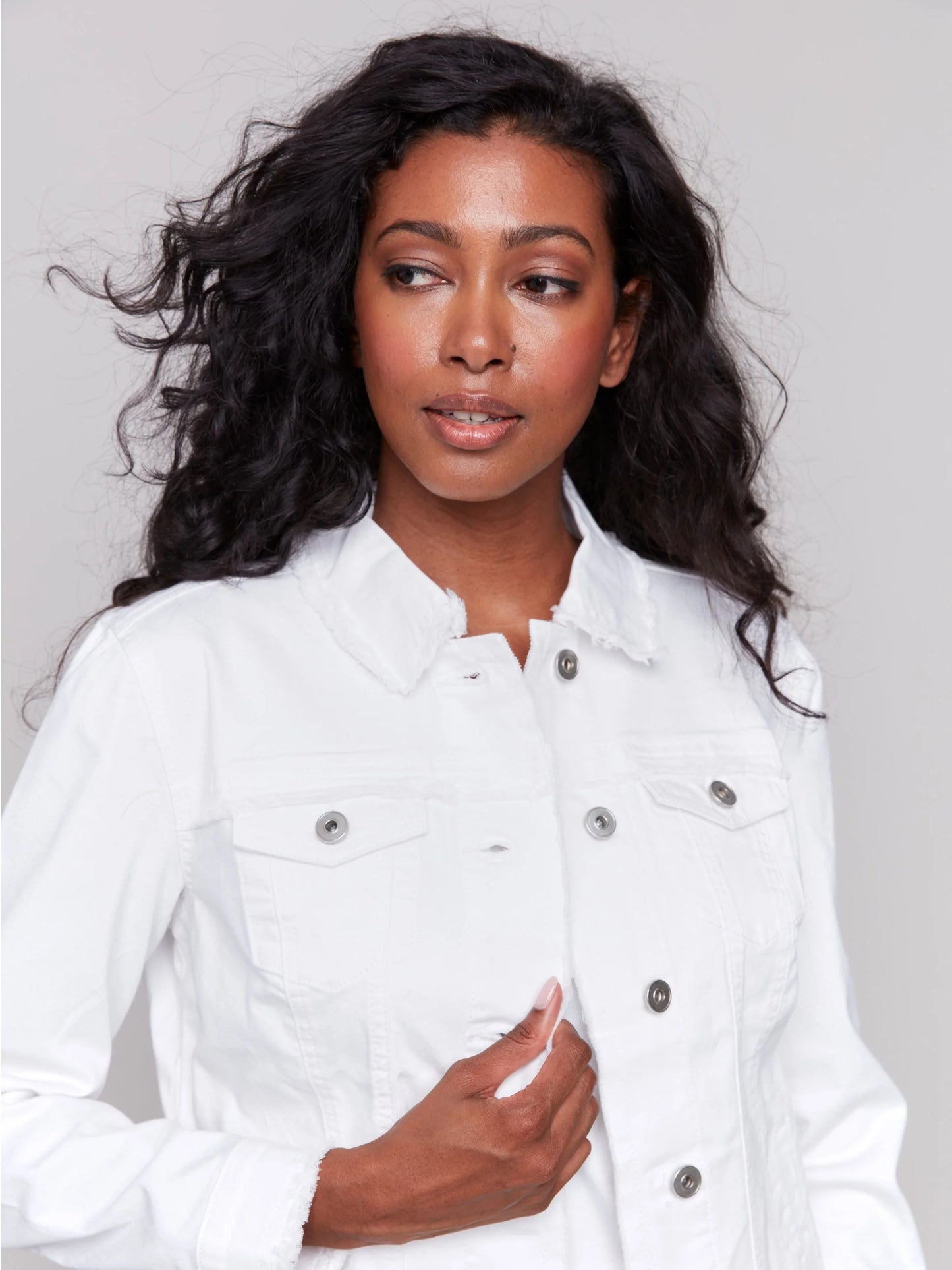C.B C6233X Twill Jean Jacket With Frayed Edges