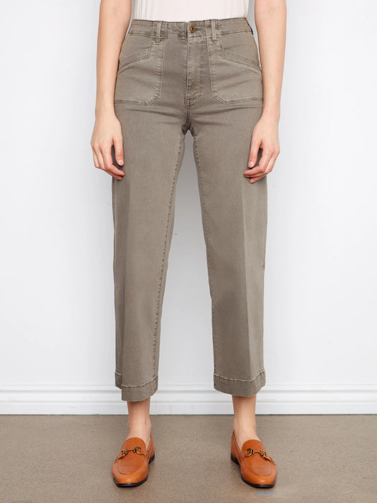 C.B C5660R Cropped Wide Leg Stretch Twill Jeans