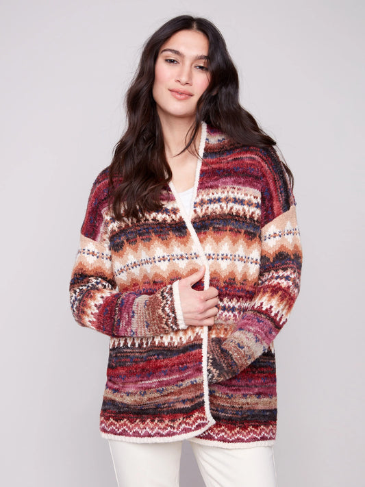 C.B C2934 Space Dye Jacquard Cardigan