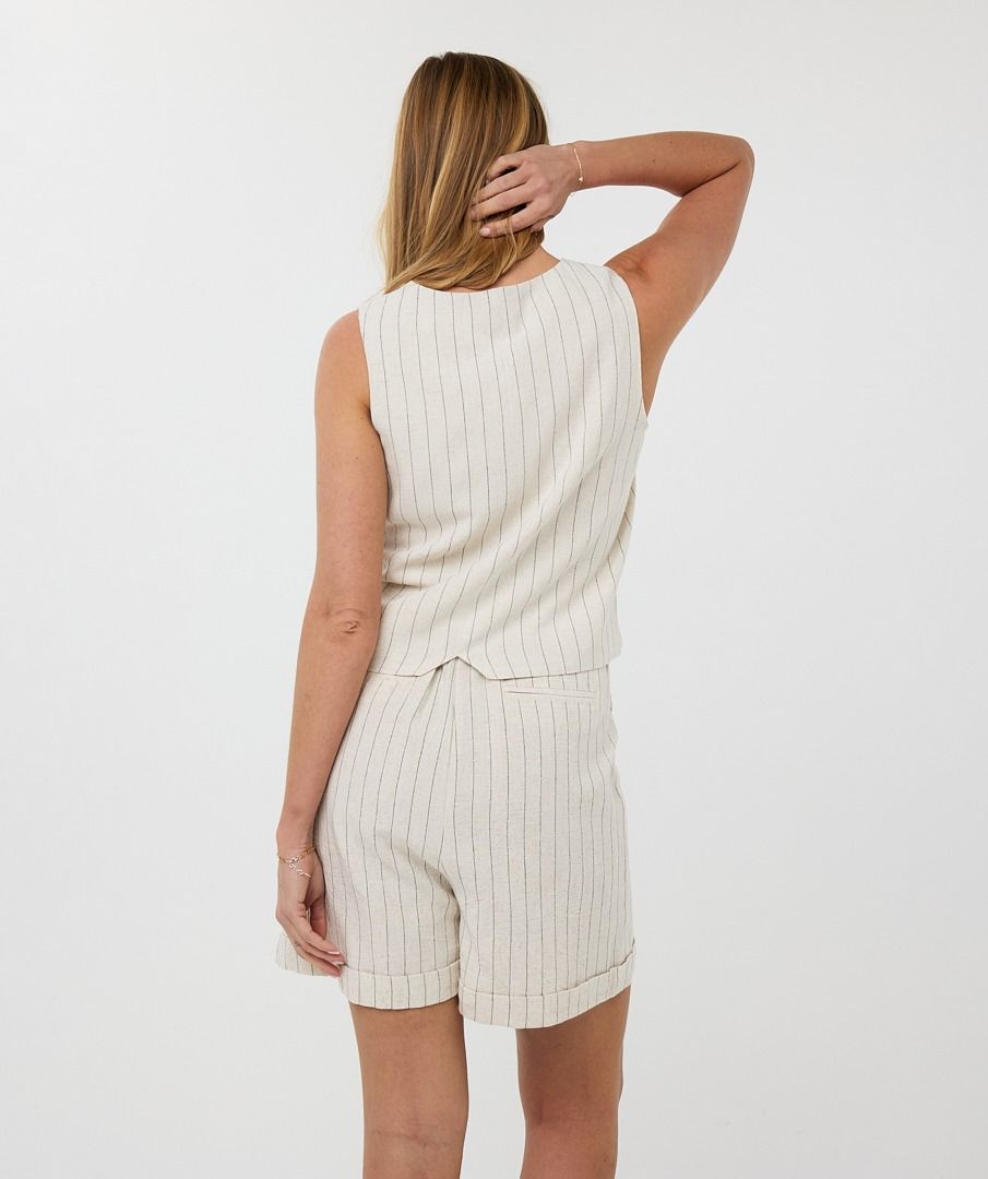 Esq 28214 Linen Pinstripe Button-Front Vest