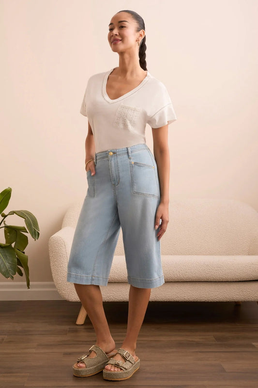 Tri 5862o Audrey Girlfriend Flowy Palazzo Capri