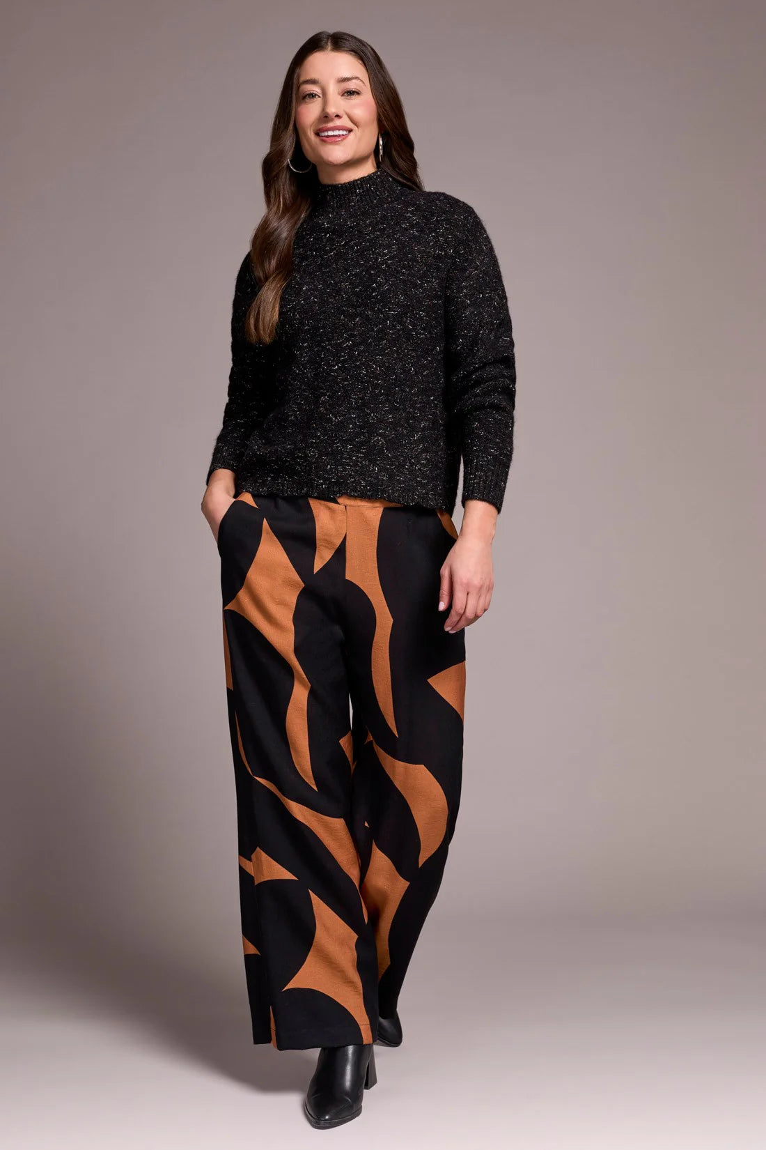Tri 5943o Mock Neck Drop Shoulder Sweater