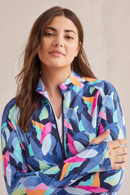 Tri 1817O Full Zip Mock Neck Top UPF 50+