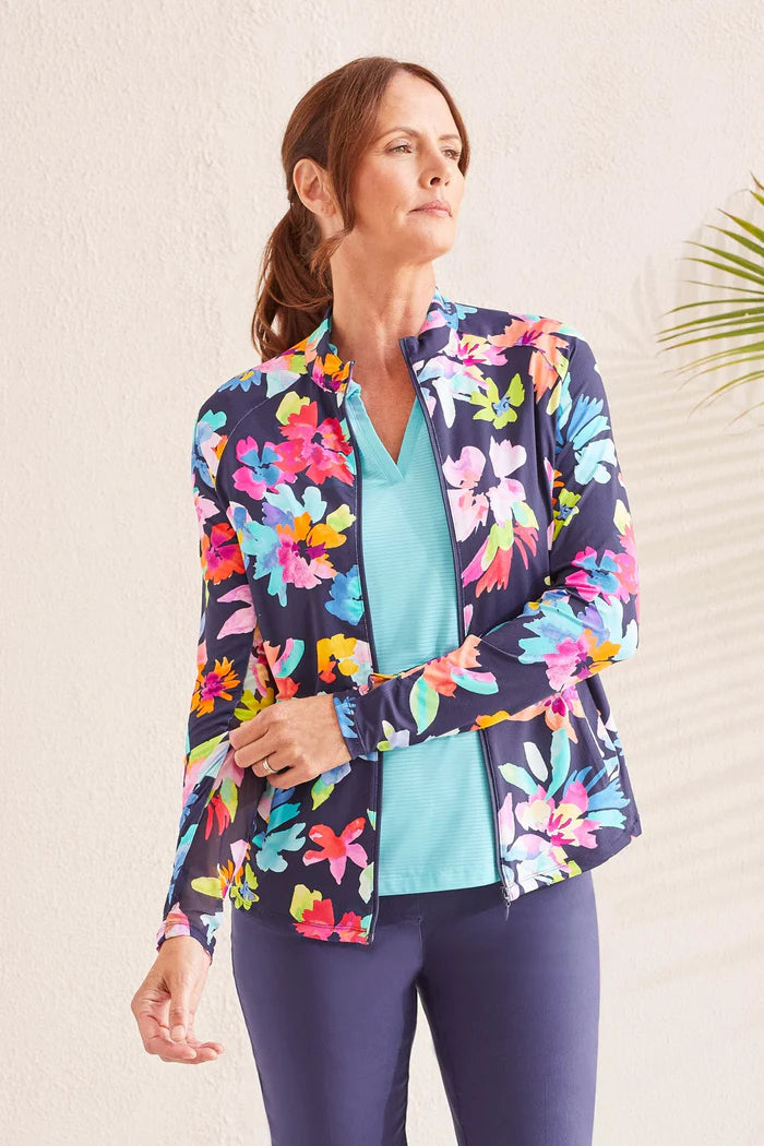 Tri 1817O Full Zip Mock Neck Top UPF 50+