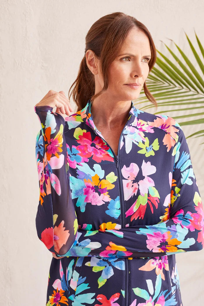 Tri 1817O Full Zip Mock Neck Top UPF 50+